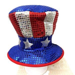 Uncle Sam 4th of July Stars & Stripes Sequin Top Hat NWT NOS